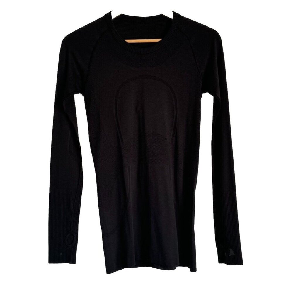 Lululemon Swiftly Tech Long Sleeve Crew Top Womens Size 6 Black Running Workout - Picture 1 of 8